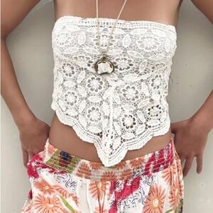 Green Lace Scarf Top